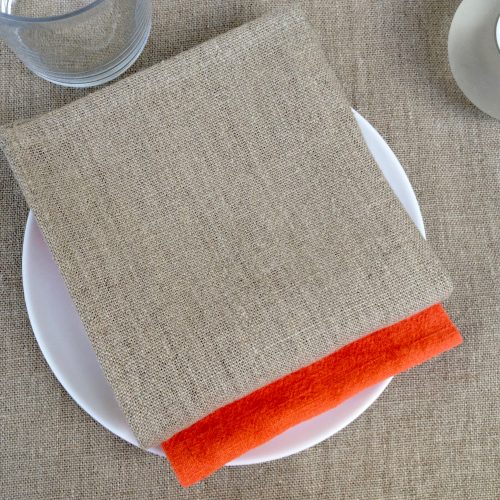 Mini serviette de table lin lavé naturel | lot x2